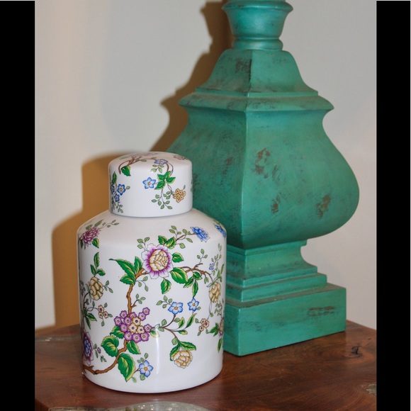 WHITE FLORAL GINGER CERAMIC TEA / CANISTER NEW Manderson Green - Picture 11 of 15